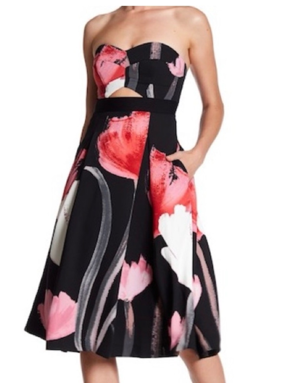 Rachel Roy Poppy Floral Print Midi Dress Size 2